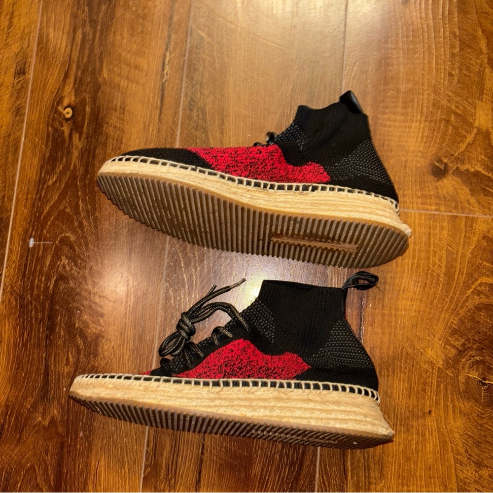 Alexander Wang Black Knit Espadrille Sneakers with Red Accent - Picture 8 of 14